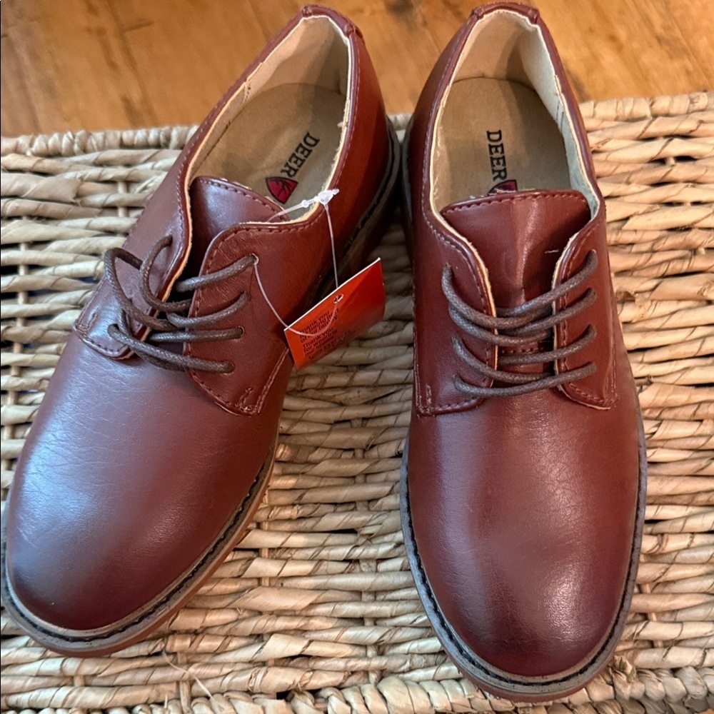 Deer Stags Kids' Tan Lace-Up Dress Shoes